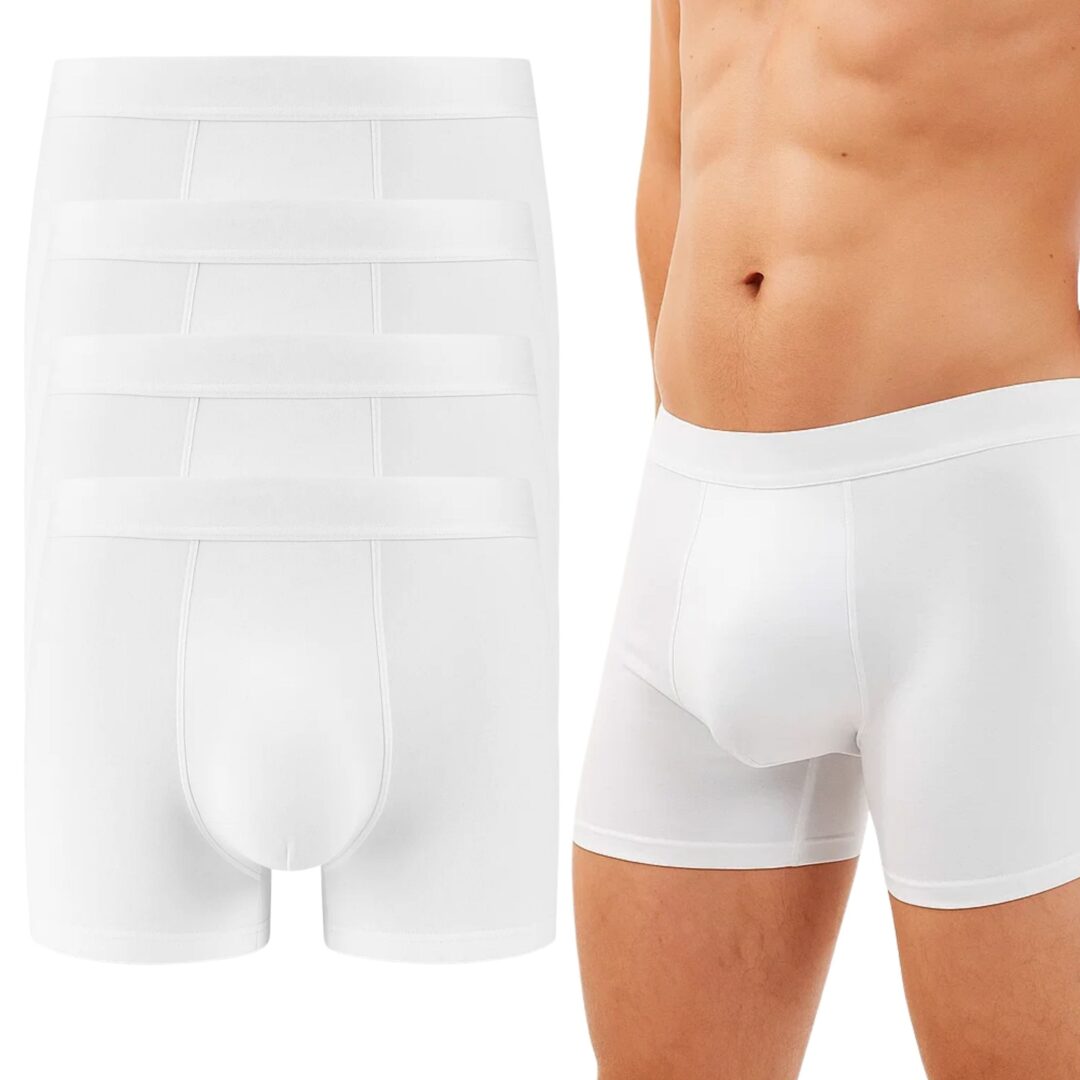 2 Zestaw Białych Bokserek - 4 Pary (M-3XL)
