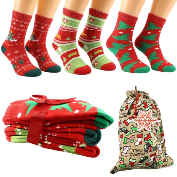 Zestaw Wełnianych Skarpet Świątecznych - 3 Pary (35–42)